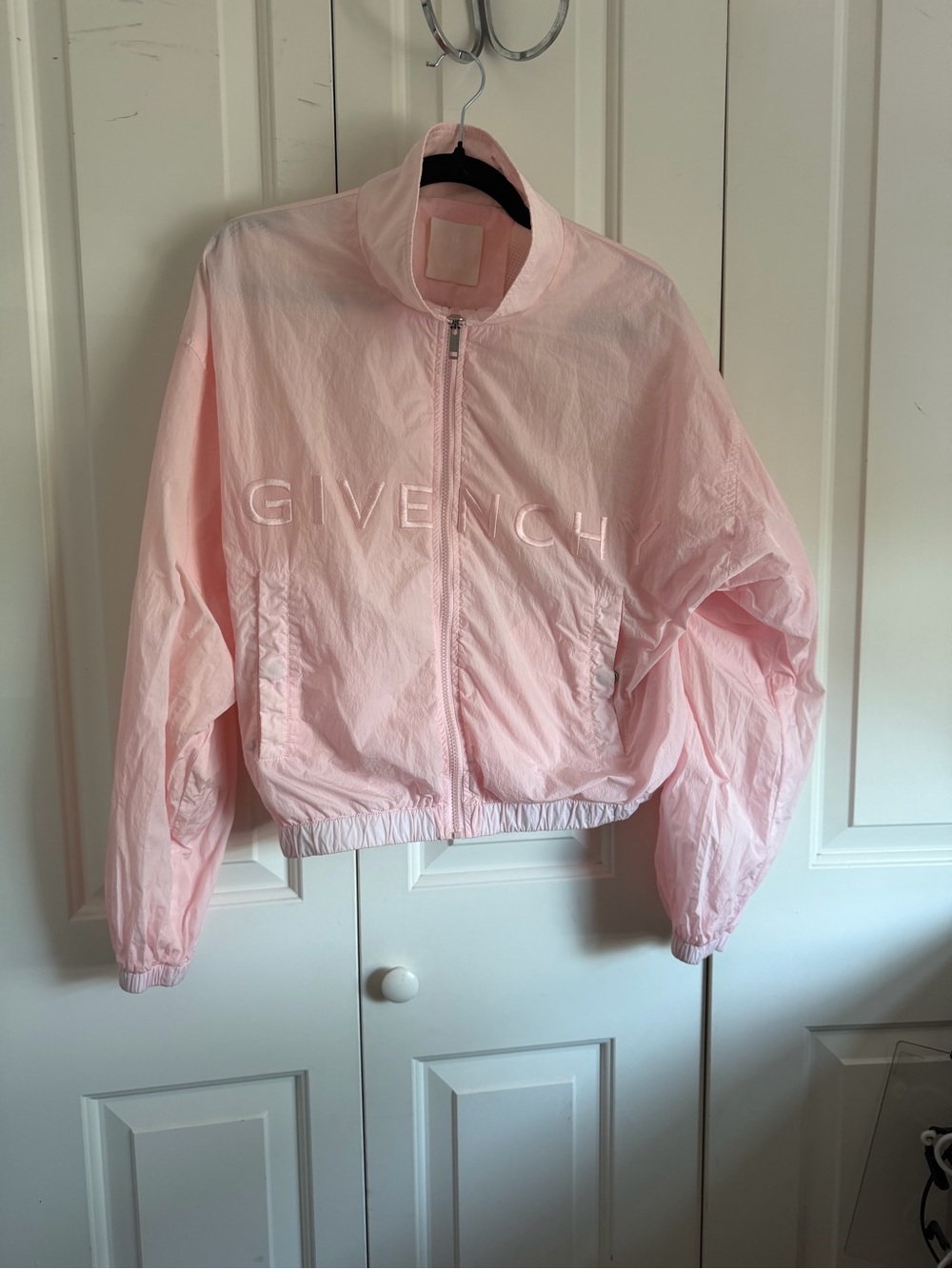 Givenchy Pale Pink Bomber Jacket with Embroidered Logo